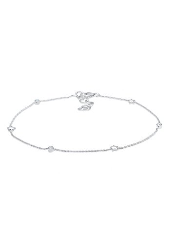 Elli Fußschmuck Damen Fußkettchen Sterne mit Kristalle in 925 Sterling Silber von Elli