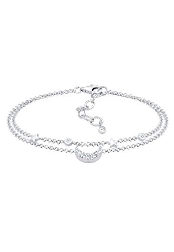 Elli Armband Damen Halbmond Sterne Galaxy mit Kristalle in 925 Sterling Silber von Elli