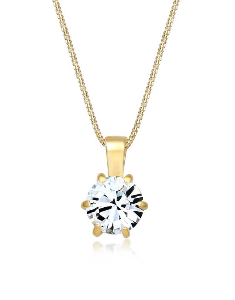 Elli - Halskette in Goldoptik aus 925er Sterlingsilber mit funkelndem Kristallstein-Goldfarben von Elli