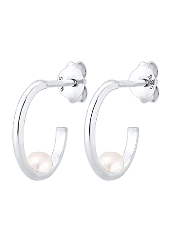 Elli Ohrringe Damen Creole Geo Süßwasserzuchtperle in 925 Sterling Silber von Elli