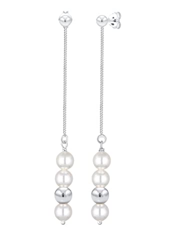 Elli Ohrringe Damen Hänger Synthetische Perlen Geo in 925 Sterling Silber von Elli