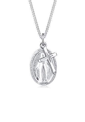 Elli Halskette Damen Marienbild Kreuz Anhänger Spirituell in 925 Sterling Silber von Elli