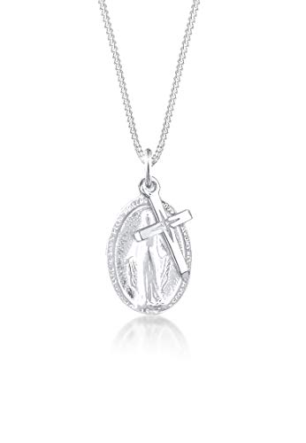 Elli Halskette Damen Marienbild Kreuz Anhänger Spirituell in 925 Sterling Silber von Elli