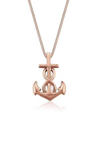 Elli Halskette Silber 925 Rosé 18K Vergoldet Anker Infinity Anhänger Kette Damen Schmuck Geschenke für Frauen Mädchen Mama Freundin, Liebe Silberkette Länge 45 cm von Elli