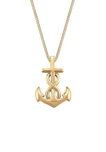 Elli Halskette Damen Anker Anhänger Infinity Symbol Unendlichkeit filigran in 925 Sterling Silber vergoldet von Elli