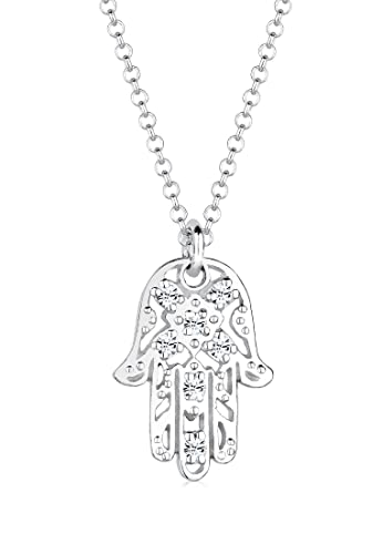 Elli Halskette Damen Hamsa Hand Anhänger mit Kristallen in 925 Sterling Silber von Elli