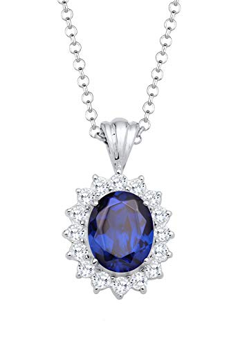 Elli Halskette Damen Kreis Anhänger elegant royal mit synthetischem Saphir und Zirkonia Kristallen in 925 Sterling Silber von Elli