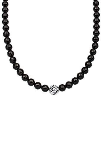 Elli Halskette Silber 925 Ornament Perle Beads Damen Kette Onyx, Schmuck Geschenke für Frauen Mädchen Mama Freundin, Silberkette Länge 45cm von Elli
