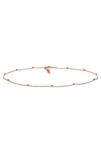 Elli Choker Kette Damen Silber 925 Rosé 18K Vergoldet Kugel Schmuck Geschenke für Frauen Halskette Mädchen Mama Freundin, Silberkette Länge 36 cm von Elli