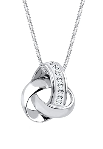 Elli Halskette Silber 925 Knoten Anhänger Damen Kette Kristall, Schmuck Geschenke für Frauen Mädchen Mama Freundin, Silberkette Länge 45cm von Elli