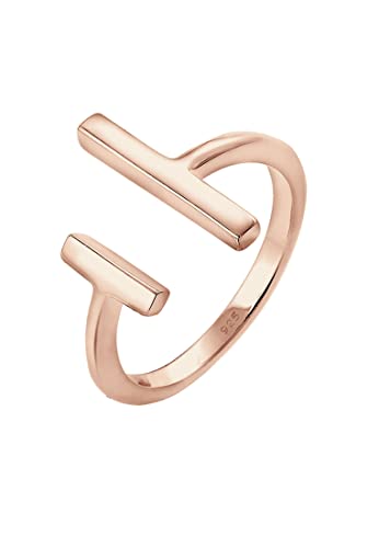 Elli Ring Damen Geo Stab Minimal in 925 Sterling Silber Rosé vergoldet von Elli
