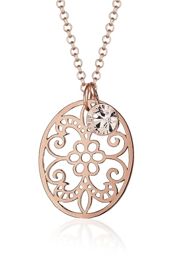 Elli Halskette Damen Ornament mit Kristalle in 925 Sterling Silber Rosé vergoldet von Elli