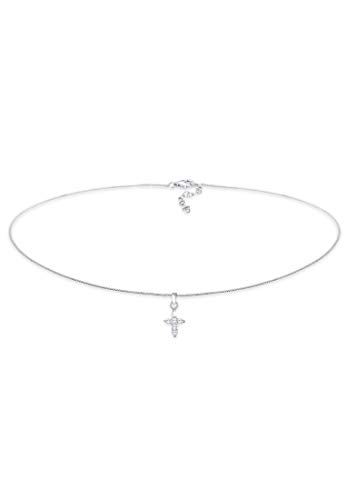Elli Halskette Damen Choker Kreuz Religion mit Zirkonia Kristallen in 925 Sterling Silber von Elli