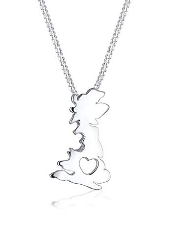 Elli Halskette Damen Länderumriss England Herz in 925 Sterling Silber von Elli