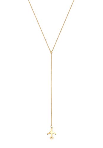 Elli Halskette Silber 925 Vergoldet 24K Dreieck Flugzeug Anhänger Y-Kette Damen Schmuck Geschenke für Frauen Mädchen Mama Freundin, Silberkette Länge 40 cm von Elli