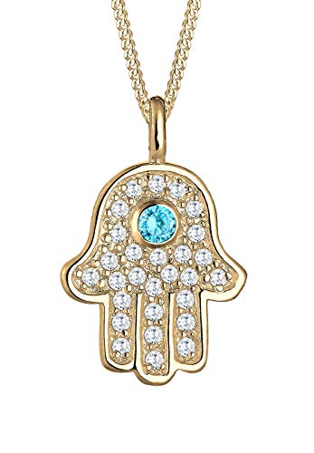 Elli Halskette Damen Hamsa Hand mit Zirkonia Kristalle in 925 Sterling Silber vergoldet Elli Halskette Damen Hamsa Hand mit Zirkonia Kristalle in 925 Sterling Silber vergoldet von Elli