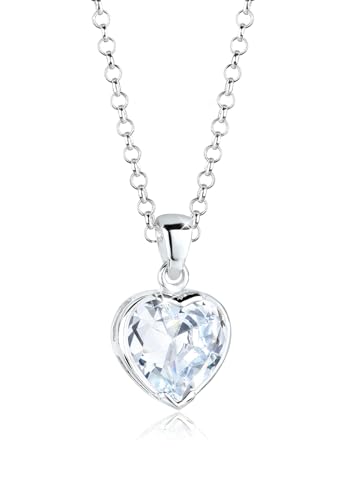 Elli Halskette Damen Herz Anhänger Liebe Symbol edel mit Zirkonia Kristall in 925 Sterling Silber von Elli