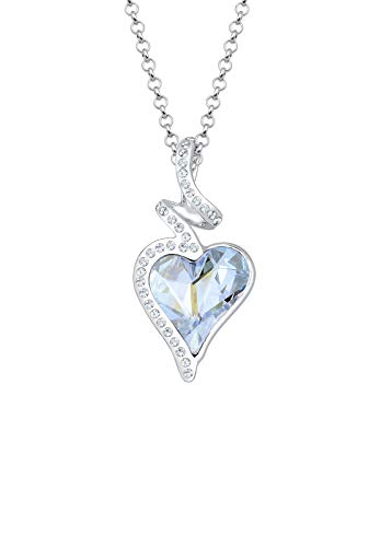 Elli Damen-Kette mit Anhänger Herz Liebe 925 Sterling-Silber blau Herzschliff Kristall 45 cm von Elli