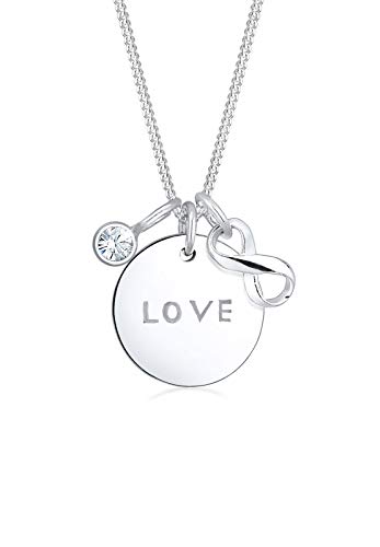 Elli Halskette Damen Infinity Love-Wording Anhänger mit Kristalle in 925 Sterling Silber von Elli