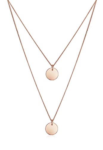 Elli Halskette Damen Plättchen Anhänger 2-lagig in 925 Sterling Silber Rosévergoldet Elli Halskette Damen Plättchen Anhänger 2-lagig in 925 Sterling Silber Rosévergoldet von Elli