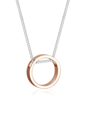 Elli Halskette Damen Kreis Bi-Color Geo in 925 Sterling Silber Rosé vergoldet von Elli
