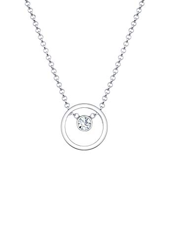 Elli Halskette Silber 925 Kreis Ring Anhänger Damen Kette Kristall Schmuck Geschenke für Frauen Mädchen Mama Freundin, Silberkette Länge 45cm von Elli