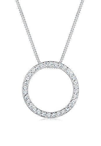 Elli Halskette Damen Kreis Anhänger Klassisch mit Kristallen in 925 Sterling Silber von Elli