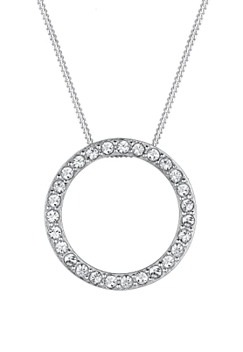 Elli Halskette Damen Kreis Geo Anhänger Funkelnd mit Kristallen in 925 Sterling Silber von Elli
