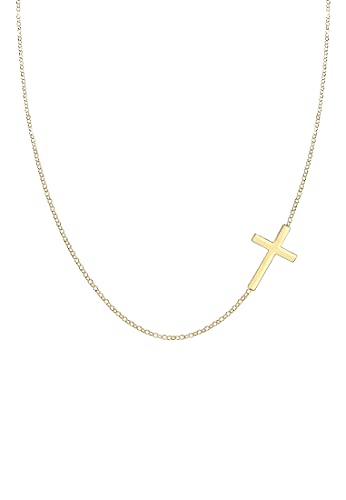 Elli Halskette Damen Kreuz Anhänger Religion Basic in 925 Sterling Silber Vergoldet von Elli