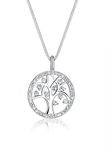 Elli Halskette Damen Lebensbaum Anhänger Schlicht mit Kristallen aus 925 Sterling Silber von Elli
