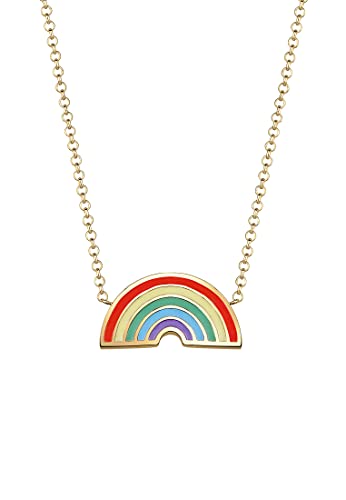 Elli Halskette Damen Regenbogen Emaille in 925 Sterling Silber vergoldet von Elli