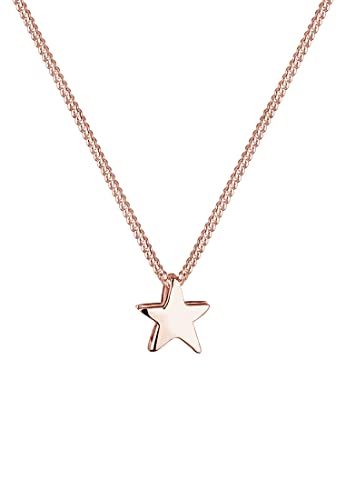 Elli Damen Schmuck Halskette Kette mit Anhänger Stern Astro Trend Filigran Silber 925 Rosé Vergoldet Länge 45 cm Elli Damen Schmuck Halskette Kette mit Anhänger Stern Astro Trend Filigran Silber 925 Rosé Vergoldet Länge 45 cm von Elli