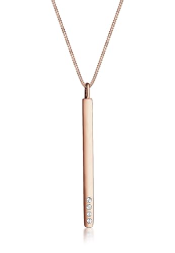 Elli Halskette Damen Y-Kette mit Anhänger Stab und Kristalle in 925 Sterling Silber Rosé vergoldet 45 cm lang Elli Halskette Damen Y-Kette mit Anhänger Stab und Kristalle in 925 Sterling Silber Rosé vergoldet 45 cm lang von Elli