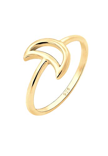 Elli Ring Damen Halbmond Astro in 925 Sterling Silber vergoldet von Elli