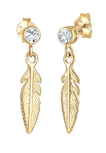 Elli Ohrringe Damen Ohrhänger Feder-Motiv mit Kristalle in 925 Sterling Silber vergoldet Elli Ohrringe Damen Ohrhänger Feder-Motiv mit Kristalle in 925 Sterling Silber vergoldet von Elli