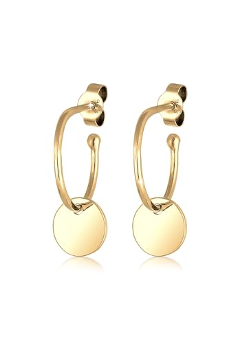 Elli Ohrhänger Silber 925 Vergoldet 24K Plättchen Ohrringe Damen Creolen für Frauen Durchmesser 12mm mit Coin Anhänger 0301763017 Elli Ohrhänger Silber 925 Vergoldet 24K Plättchen Ohrringe Damen Creolen für Frauen Durchmesser 12mm mit Coin Anhänger 0301763017 von Elli