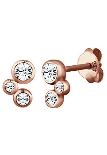 Elli Ohrringe Damen Ohrstecker Kreis funkelnd mit Kristallen in 925 Sterling Silber rosé vergoldet von Elli