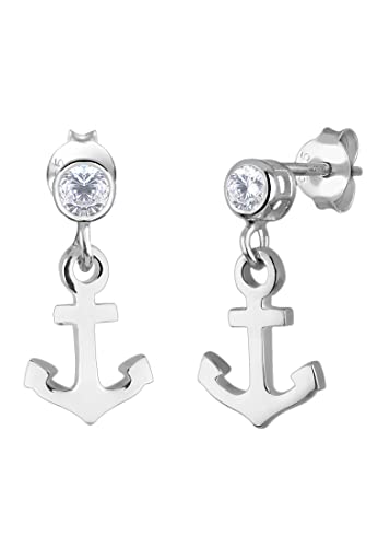 Elli Ohrringe Damen Anker Maritim Trend mit Zirkonia Kristalle in 925 Sterling Silber von Elli