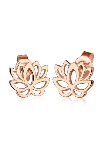 Elli Ohrringe Damen Lotusblumen Motiv Verspielt in 925 Sterling Silber rosé vergoldet von Elli
