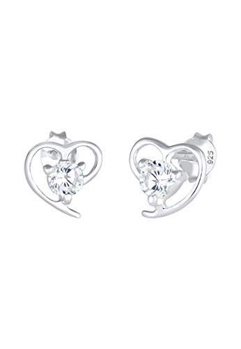 Elli Ohrringe Damen Herz Motiv Elegant mit Zirkonia Kristallen aus 925 Sterling Silber von Elli