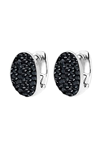 Elli Ohrringe Damen Creolen Black mit Kristalle in 925 Sterling Silber von Elli