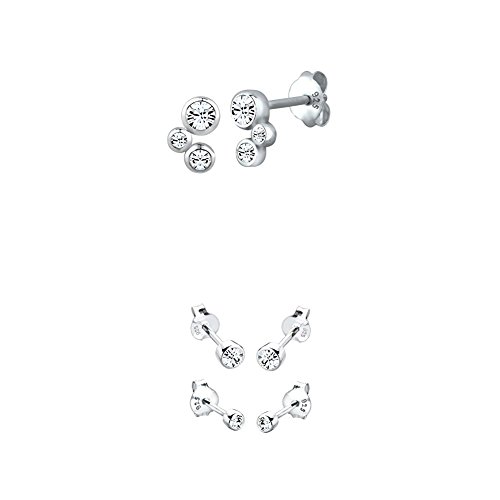 Elli Damen Ohrstecker 925 Sterling Silber Swarovski Kristalle Silber + Elli Damen Ohrstecker Set 925 Sterling Silber Swarovski Kristalle Silber von Elli