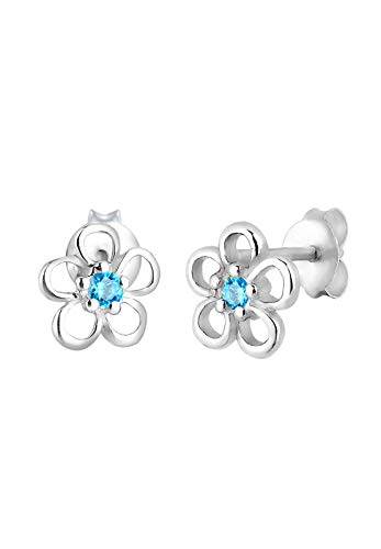 Elli Damen-Ohrstecker Blume Zirkonia Filigran Feminin Verspielt silber 925 blau von Elli