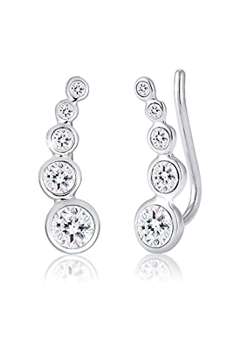 Elli Earcuffs Silber 925 Ohrmanschetten Damen Ohrringe für Frauen Ohrklemmen mit Steinen 0.015ct 0.06ct 0.1ct 0.24ct Länge 17.5mm 0309230916 von Elli