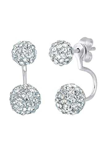 Elli Ohrringe Damen Kugel im Front-Back Trend mit Kristalle in 925 Sterling Silber von Elli