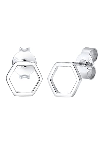 Elli Ohrringe Damen Ohrstecker Hexagon Geo Trend Minimal Filigran in 925 Sterling Silber von Elli