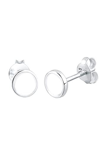 Elli Ohrringe Damen Ohrstecker Kreis Geo mit Emaille Weiß in 925 Sterling Silber von Elli