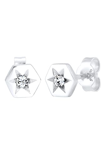 Elli Ohrringe Damen Stern Hexagon Motiv Filigran mit Kristall aus 925 Sterling Silber von Elli