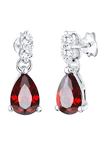 Elli Ohrringe Damen Ohrhänger Tropfen Elegant Rot mit Zirkonia Kristallen in 925 Sterling Silber von Elli