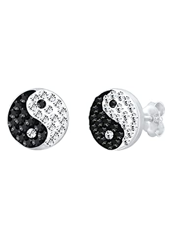 Elli Ohrringe Damen Ohrstecker Yin und Yang Symbol Trend mit Kristallen in 925 Sterling Silber von Elli